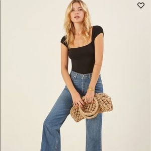 Reformation Bardot top in black